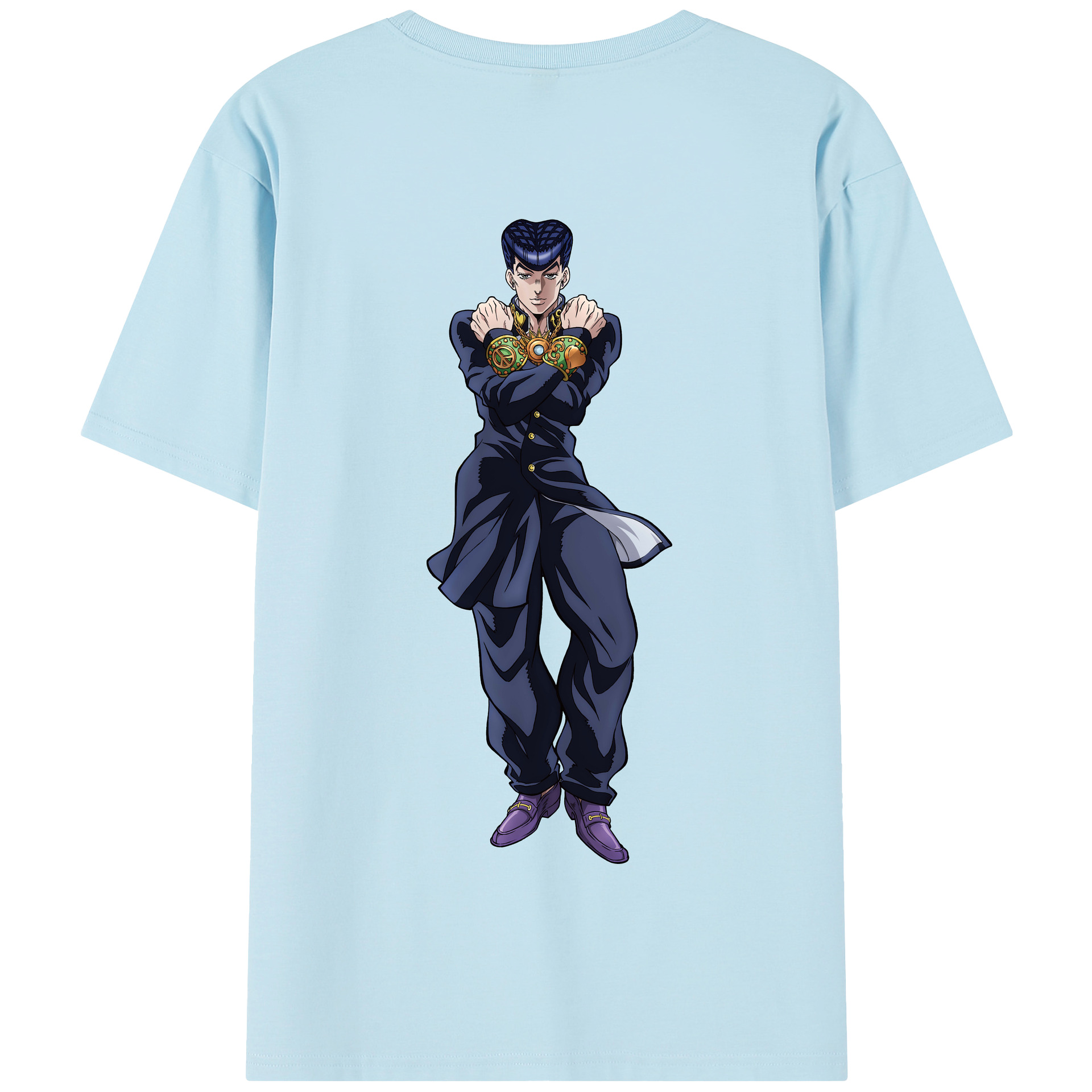 （画像用） ジョジョの奇妙な冒険 ひがしかた じょうすけ JoJo's Bizarre Adventure Higashikata Josuke 綿100％半袖Tシャツ（背面プリント）
